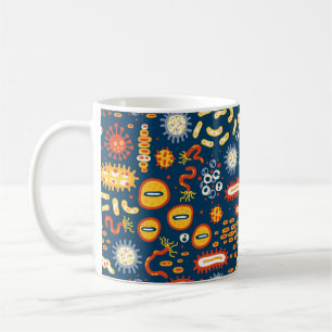 Seamless pattern with different kinds of microorga coffee mug