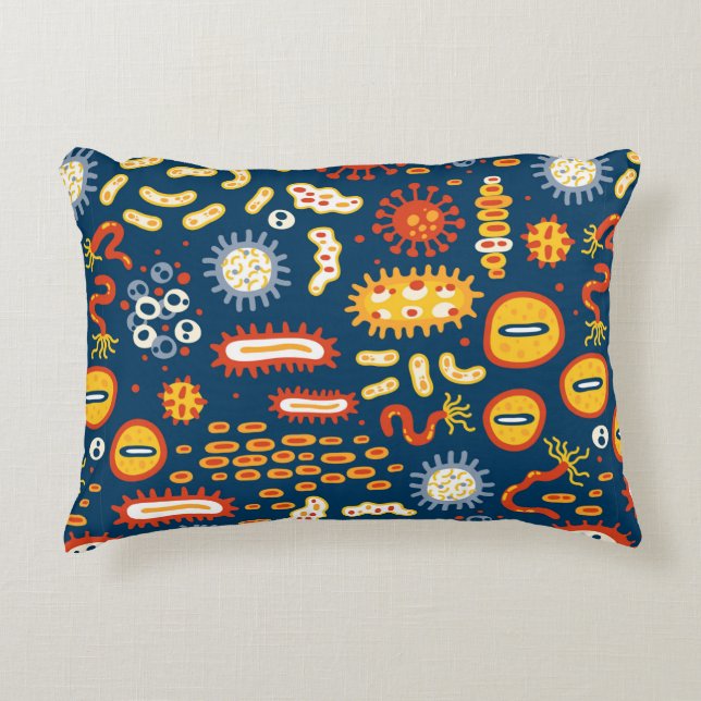 Seamless pattern with different kinds of microorga decorative cushion (Front)