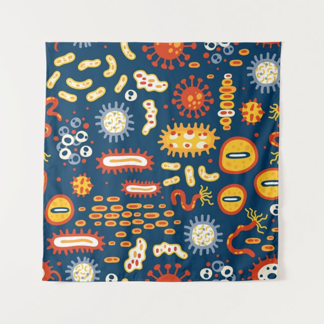 Seamless pattern with different kinds of microorga tapestry (Front)