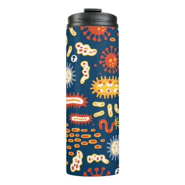 Seamless pattern with different kinds of microorga thermal tumbler (Front)