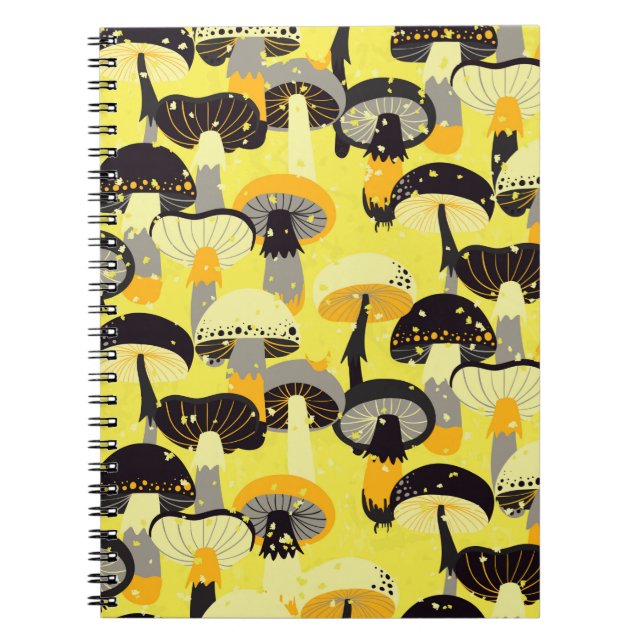 Seamless pattern with different mushrooms.  notebook (Front)