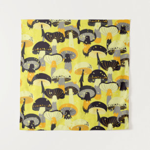 Seamless pattern with different mushrooms. tapestry