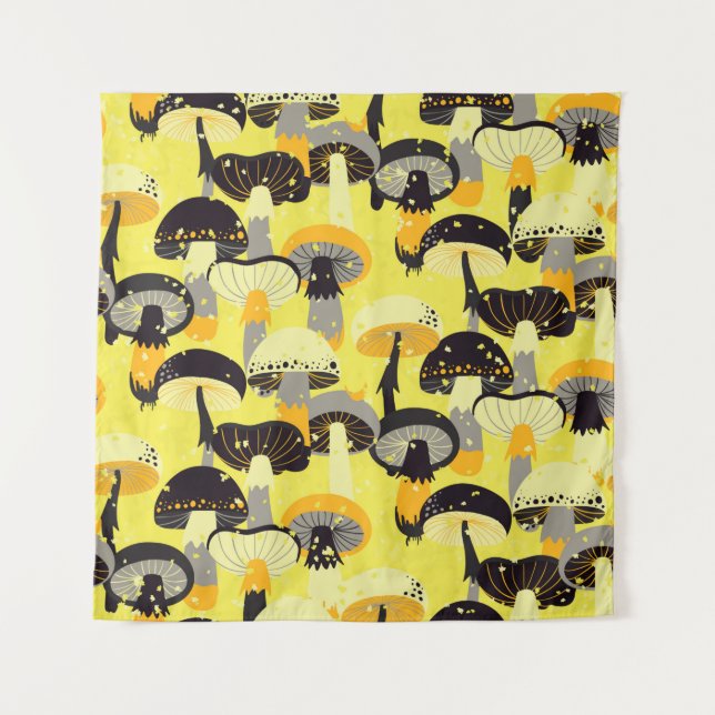 Seamless pattern with different mushrooms.  tapestry (Front)