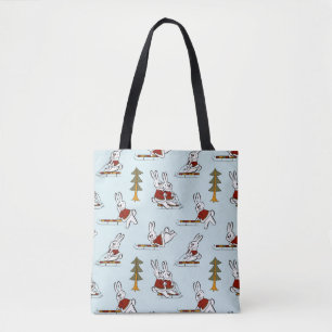 Seamless pattern with different rabbits on sleds i tote bag