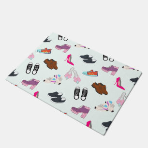 Seamless pattern with different shoes doormat