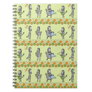 Seamless pattern with different zebras and differe notebook