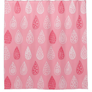 Seamless pattern with doodle water drops shower curtain