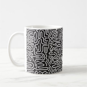Seamless pattern with doodle wavy lines in retro s coffee mug