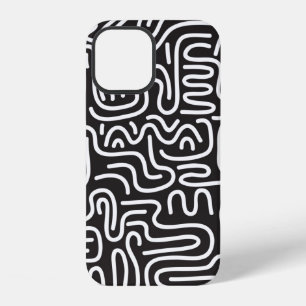 Seamless pattern with doodle wavy lines in retro s iPhone 12 case