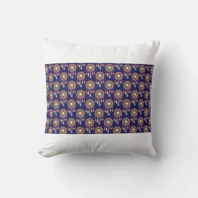 Seamless pattern with dreamcatchers, hand drawn in cushion (Front)