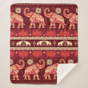 Seamless pattern with elephants  sherpa blanket