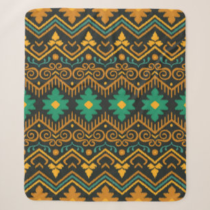 Seamless pattern with embroidery. Ikat Fabric. Eth Sherpa Blanket