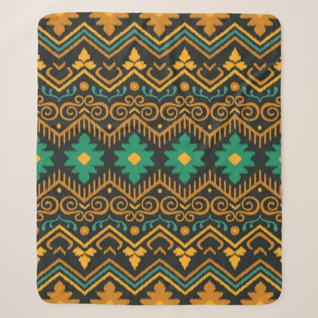 Seamless pattern with embroidery. Ikat Fabric. Eth Sherpa Blanket (Front)