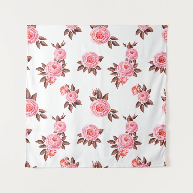 Seamless pattern with english rosesbeautiful,black tapestry (Front)