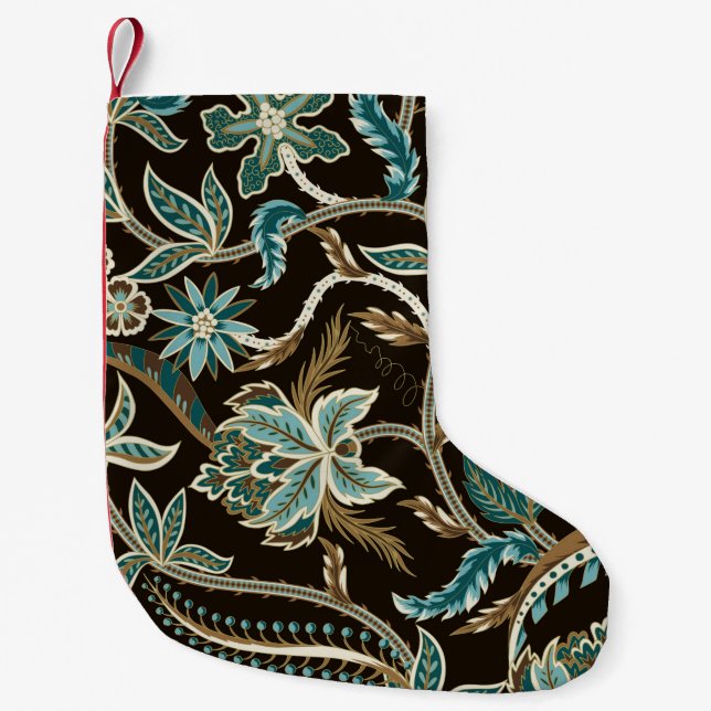 Seamless pattern with ethnic Japanese ornament ele Small Christmas Stocking (Front)