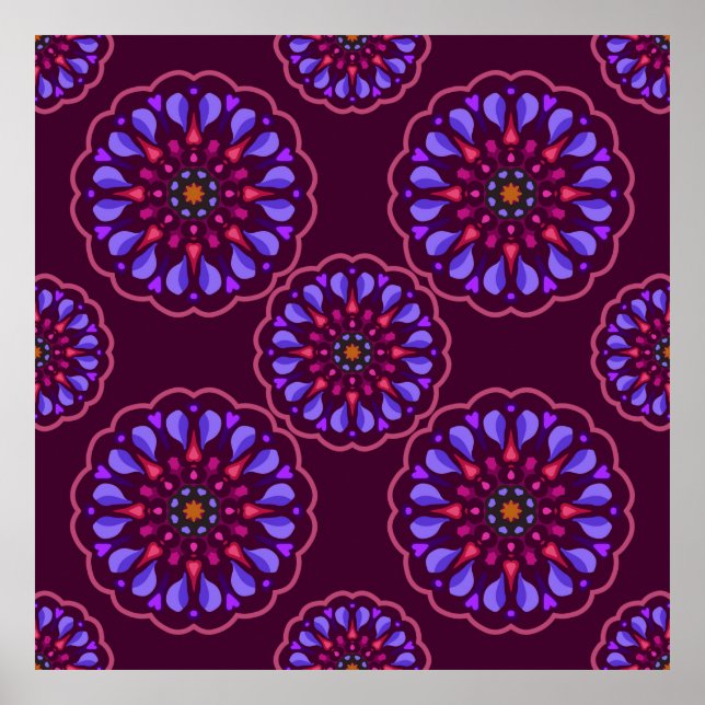 Seamless pattern with ethnic mandala art ornament. poster (Front)