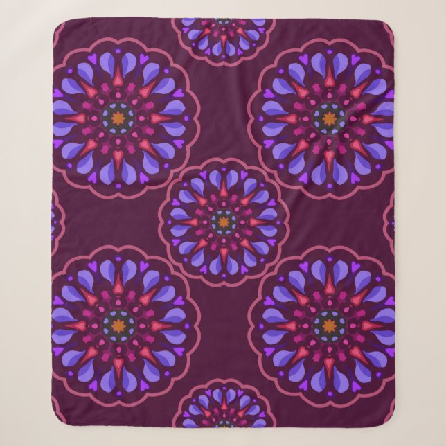 Seamless pattern with ethnic mandala art ornament. sherpa blanket (Front)