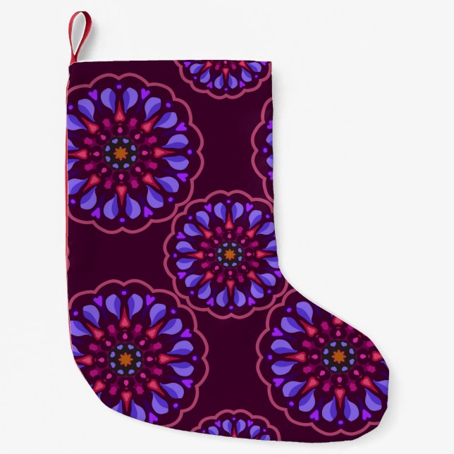 Seamless pattern with ethnic mandala art ornament. small christmas stocking (Front)