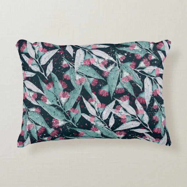 Seamless pattern with eucalyptus leaves and flower decorative cushion (Front)