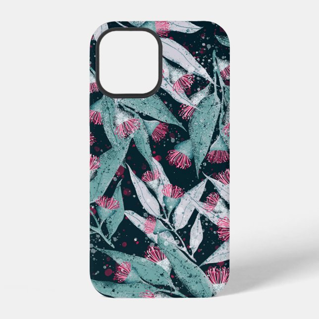 Seamless pattern with eucalyptus leaves and flower iPhone case (Back)