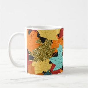 Seamless pattern with fall maple leaves. illustrat coffee mug