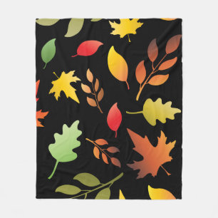 Seamless pattern with fallen autumn leaves and col fleece blanket