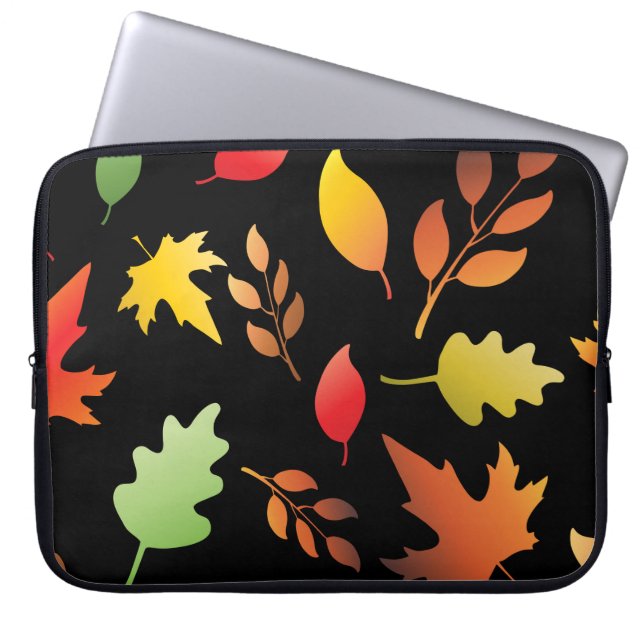 Seamless pattern with fallen autumn leaves and col laptop sleeve (Front)