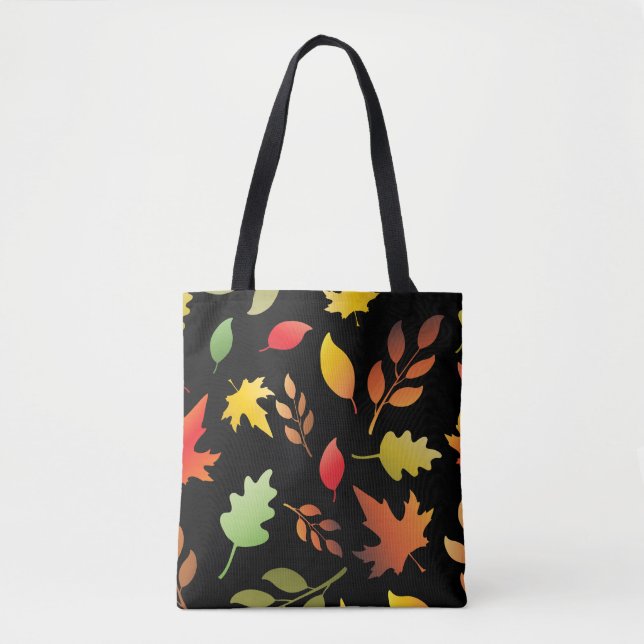 Seamless pattern with fallen autumn leaves and col tote bag (Front)