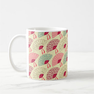 Seamless pattern with fans.  coffee mug