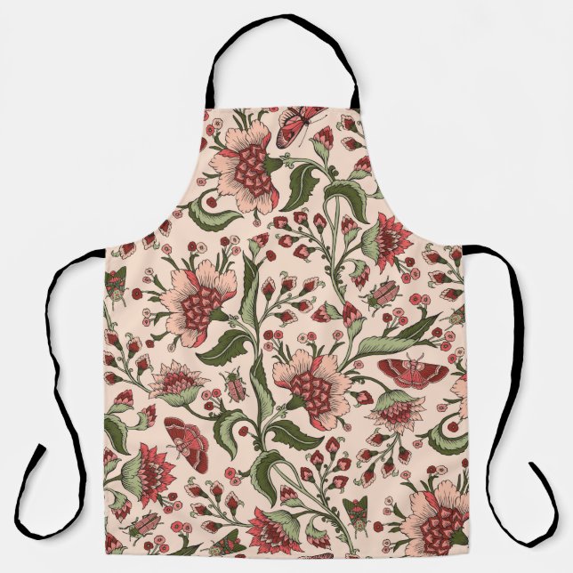 Seamless pattern with fantasy flowers, natural wal apron (Front)