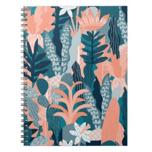 Seamless pattern with fantasy flowers, natural wal notebook