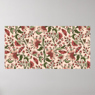 Seamless pattern with fantasy flowers, natural wal poster