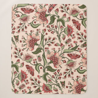 Seamless pattern with fantasy flowers, natural wal sherpa blanket