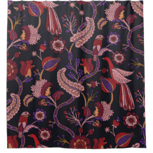 Seamless pattern with fantasy flowers, natural wal shower curtain