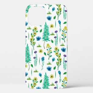 Seamless pattern with fern and flowers iPhone 12 case