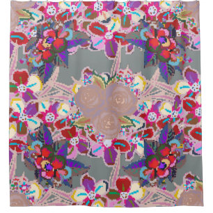 Seamless pattern with floral motif. Seamless patte Shower Curtain