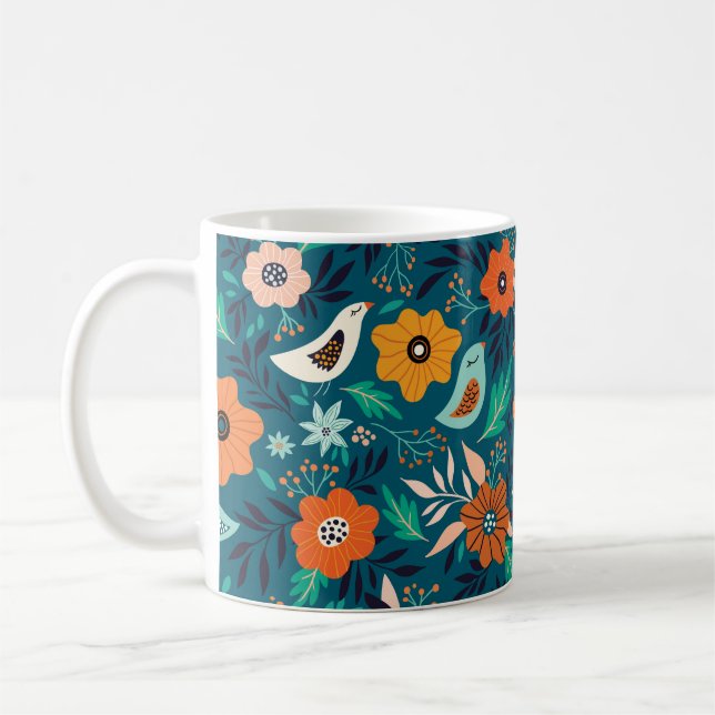 Seamless pattern with floral ornament coffee mug (Left)
