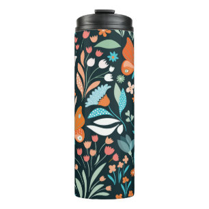 Seamless pattern with flowers and butterflies thermal tumbler