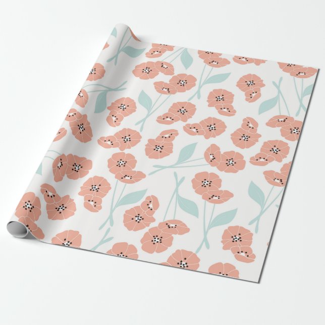 Seamless pattern with flowers and floral elements, wrapping paper (Unrolled)