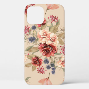 Seamless pattern with flowers and leaves. Floral p iPhone 12 Case