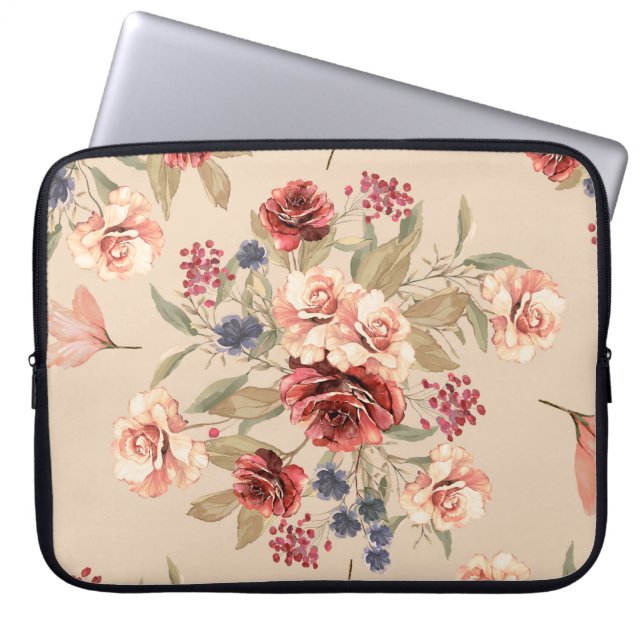 Seamless pattern with flowers and leaves. Floral p Laptop Sleeve (Front)