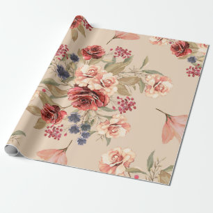 Seamless pattern with flowers and leaves. Floral p Wrapping Paper