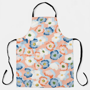 Seamless pattern with flowers in a watercolor styl apron