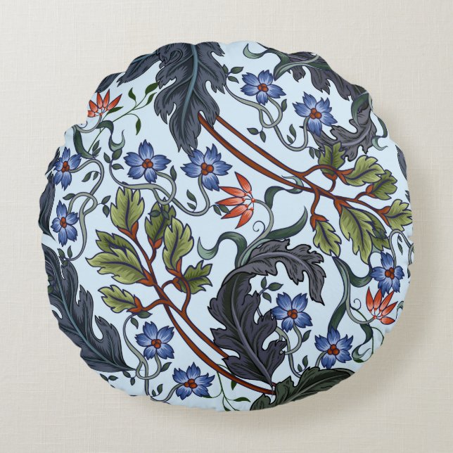 Seamless pattern with flowers in art deco style. M Round Cushion (Front)
