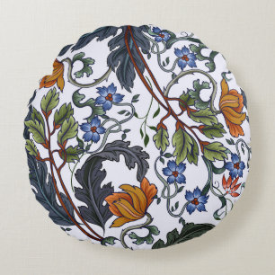 Seamless pattern with flowers in art deco style. M Round Cushion