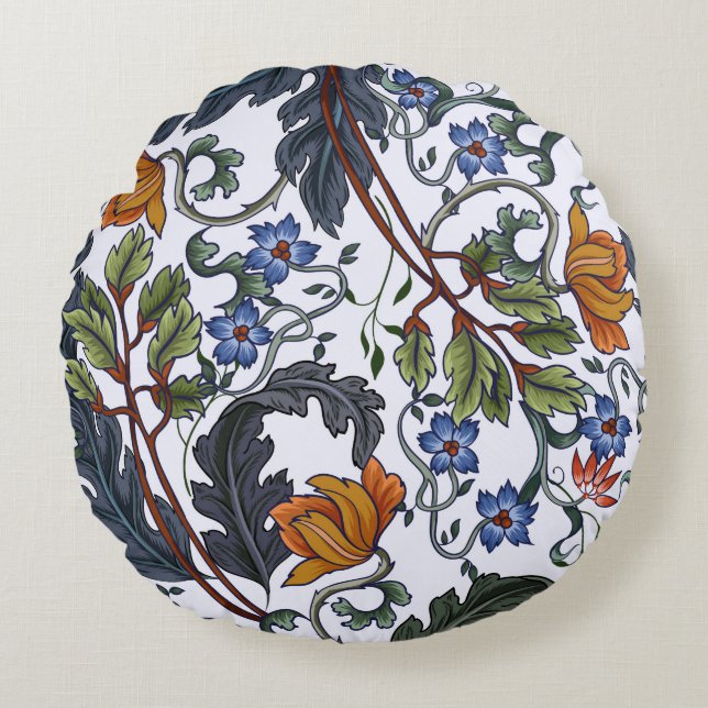 Seamless pattern with flowers in art deco style. M Round Cushion (Front)