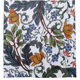 Seamless pattern with flowers in art deco style. M Shower Curtain
