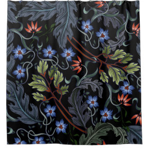 Seamless pattern with flowers in art deco style. M Shower Curtain