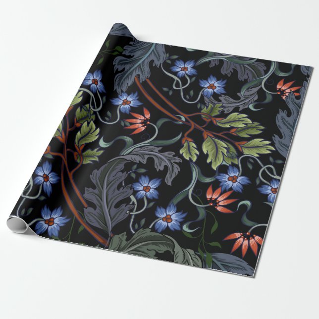 Seamless pattern with flowers in art deco style. M Wrapping Paper (Unrolled)