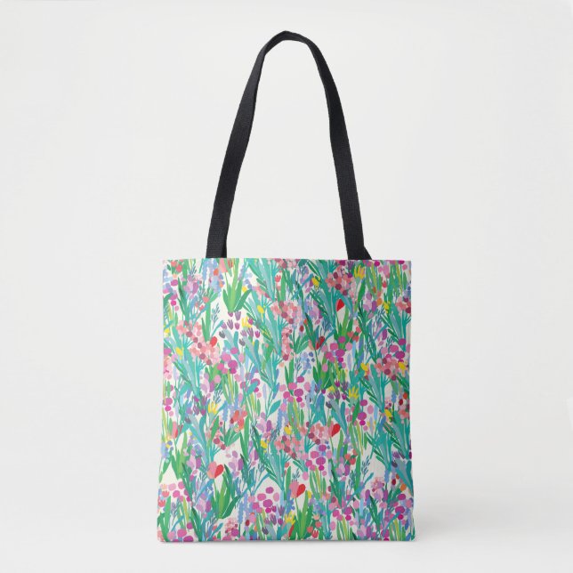 Seamless pattern with flowers, plant background. A Tote Bag (Front)